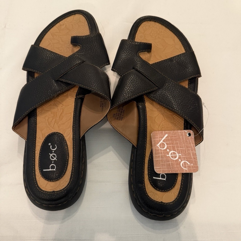 B.O.C. Born Concept Laurina Toe Loop Thong Sandal Women's 10M Black Boho Western